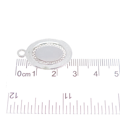 LAMODE 925 Sterling Silver Vintage Filigree Oval Tag Charm Pendant