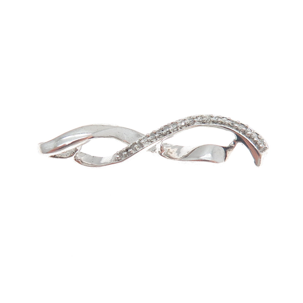 JANE SEYMOUR 925 Sterling Silver Real Round-Cut Diamond Twisted Charm Pendant