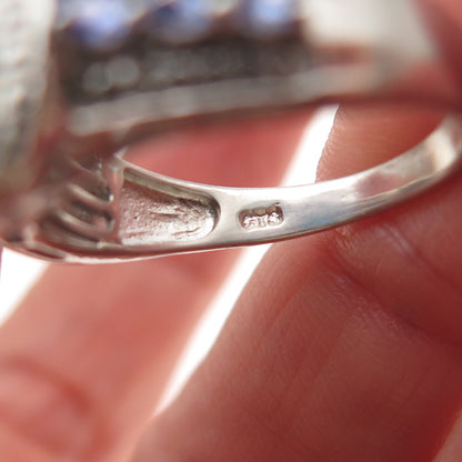 Chuck Clemency 925 Sterling Silver Real Diamond Turquoise Tanzanite Ring Size 8