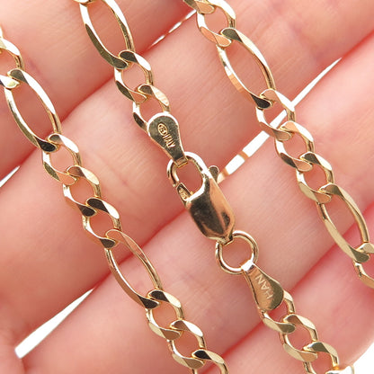 Han 925 Sterling Silver Gold Plated Vintage Italy Figaro Chain Necklace 18"