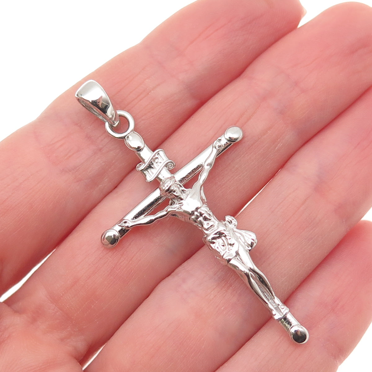 925 Sterling Silver Vintage Crucifix Cross Religious Charm Pendant