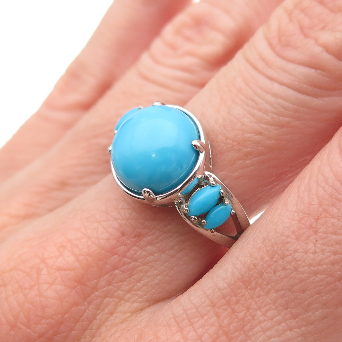 925 Sterling Silver Real Sleeping Beauty Turquoise Ring Size 8