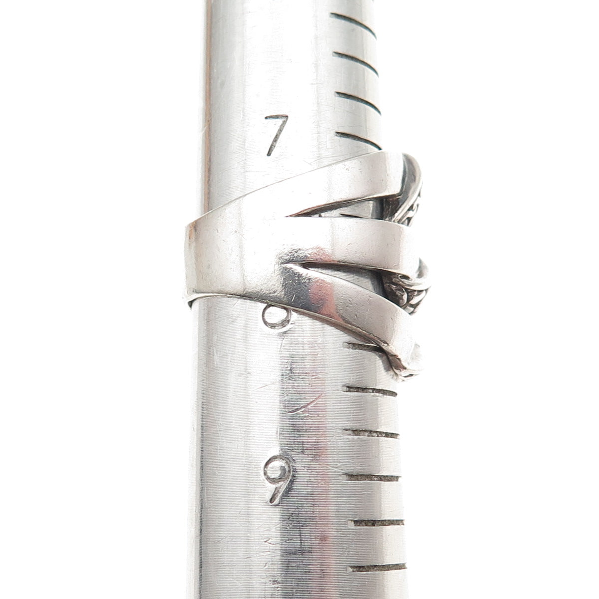 Sarda 925 Sterling Silver Vintage Interlocked Link Oxidized Ring Size 8