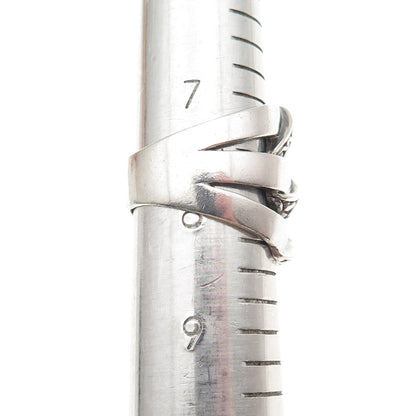 Sarda 925 Sterling Silver Vintage Interlocked Link Oxidized Ring Size 8