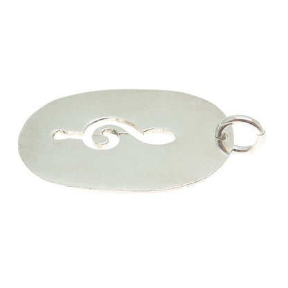 NALDO 925 Sterling Silver Vintage Treble Clef Tag Pendant