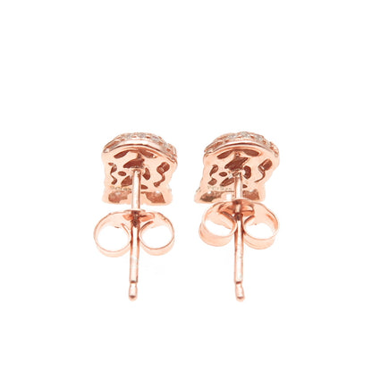 925 Sterling Silver Rose Gold Plated Round-Cut C Z Jesus Stud Earrings