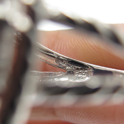 FADI 925 Sterling Silver Red Garnet & Tourmaline Twisted Statement Ring Size 7