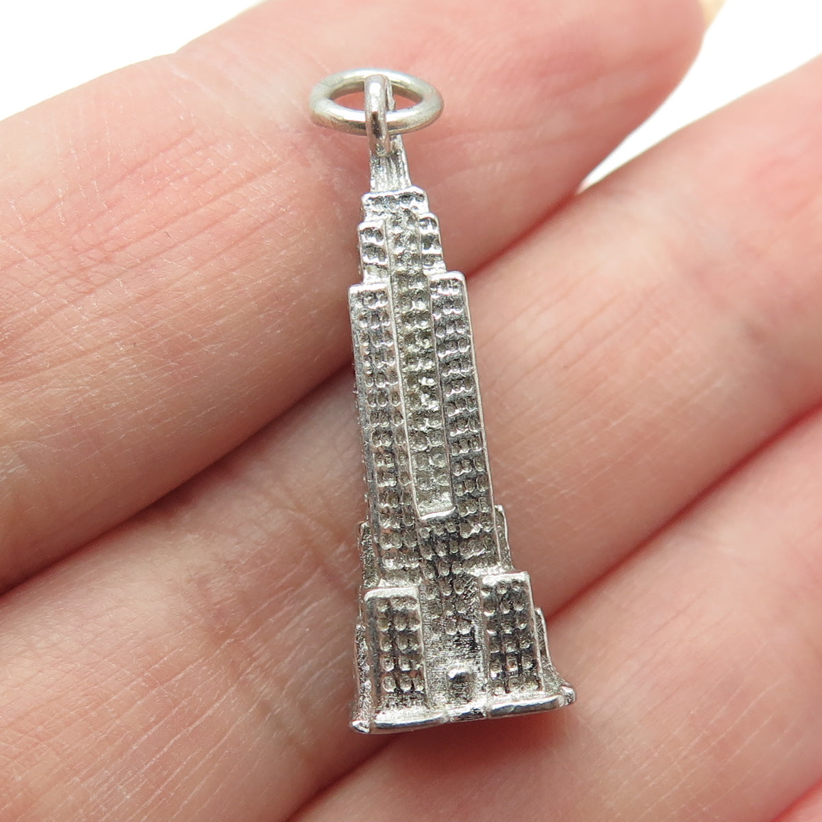 925 Sterling Silver Vintage Empire State Building 3D Charm Pendant