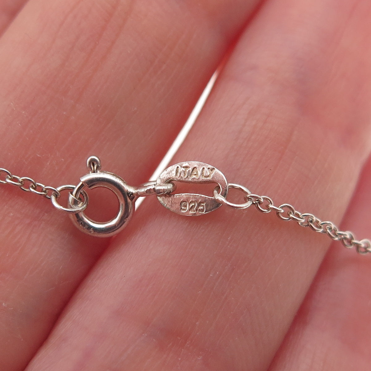 925 Sterling Silver Real Round-Cut Diamond Love Cable Chain Necklace 18"