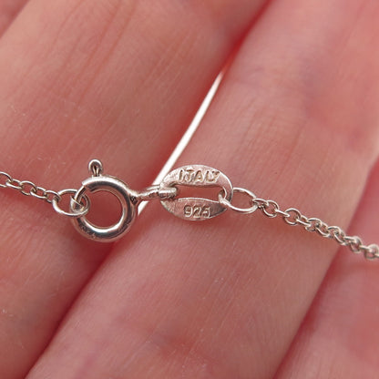 925 Sterling Silver Real Round-Cut Diamond Love Cable Chain Necklace 18"