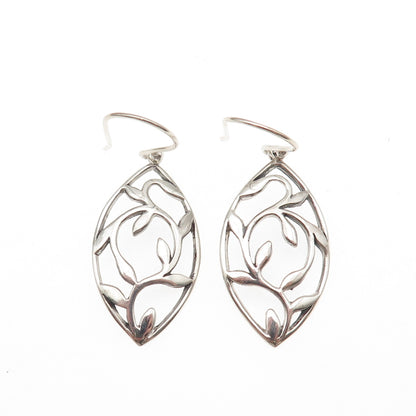 925 Sterling Silver Vintage Floral Dangle Earrings