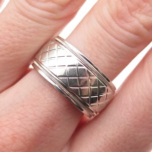 925 Sterling Silver Vintage Textured Rotating Band Ring Size 7.25