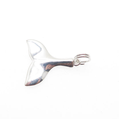 925 Sterling Silver Vintage Whale Tale Minimalist Charm Pendant