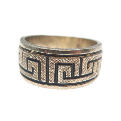 CLARK & COOMBS 925 Sterling Silver Gold Plated Antique Greek Maze Ring Size 5.5