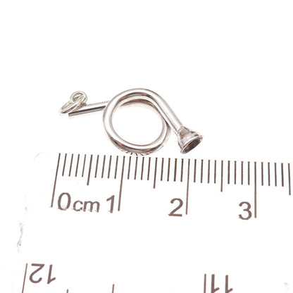925 Sterling Silver Vintage Musical Horn Charm Pendant