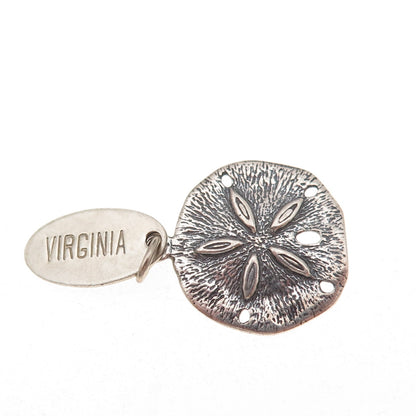 Shube 925 Sterling Silver Vintage Virginia State Sand Dollar Oxidized Pendant