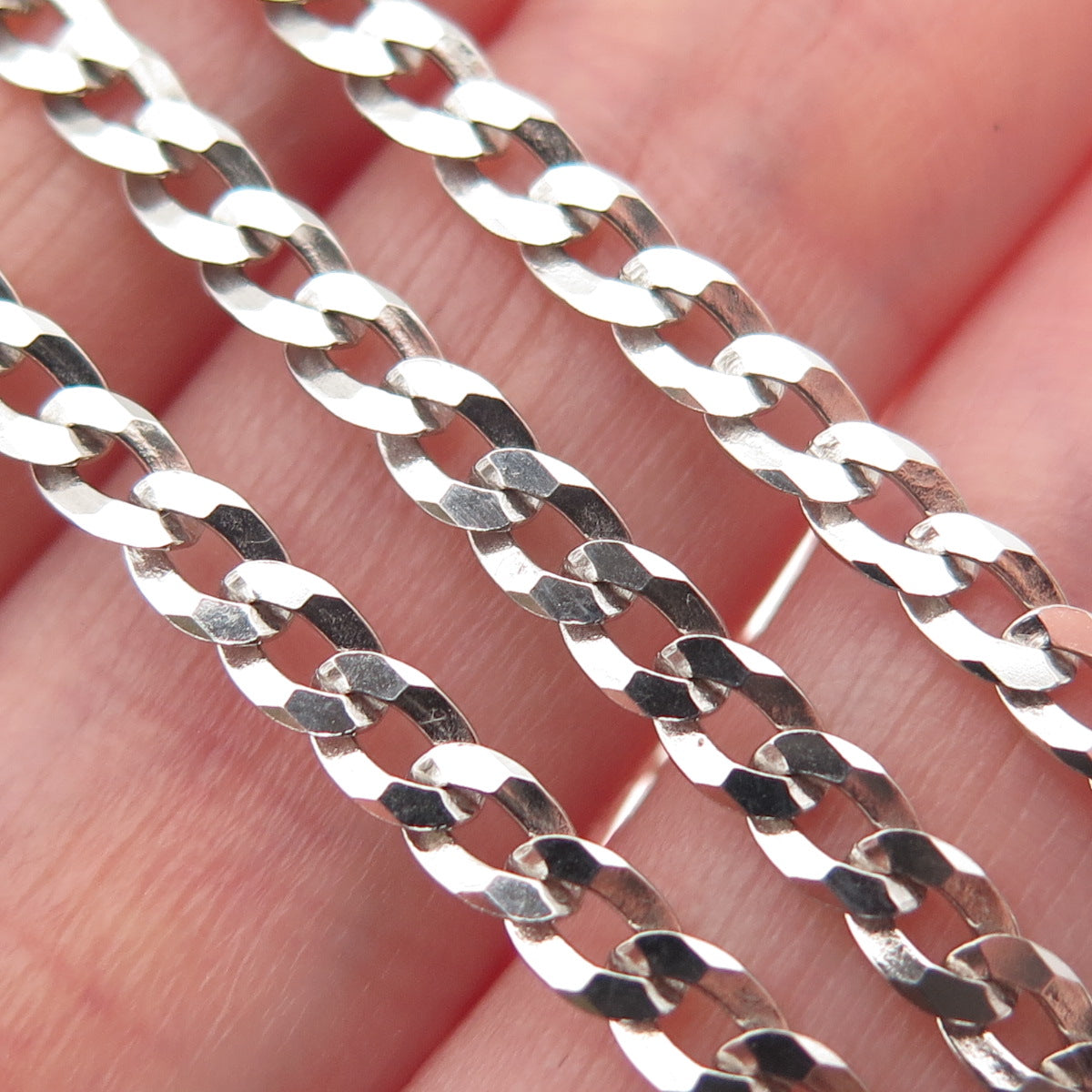 925 Sterling Silver Italy Cuban Chain Necklace 16"