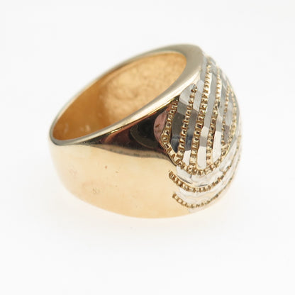 Chateau D’Argent 925 Sterling Silver 2-Tone Modernist Ring Size 6.25