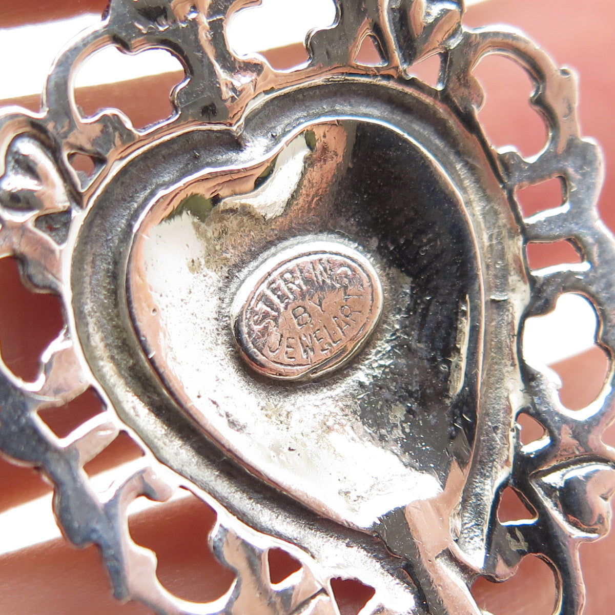 JEWELART 925 Sterling Silver Vintage Ornate Floral Heart Charm Pendant