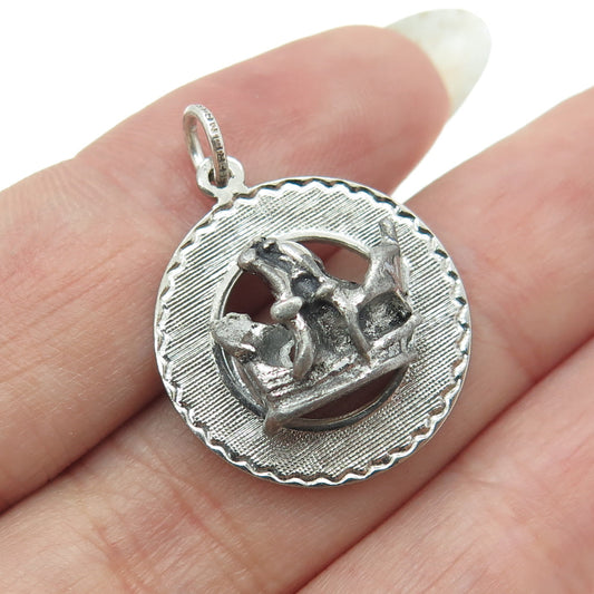 925 Sterling Silver Antique Art Deco Sail Boat Charm Pendant