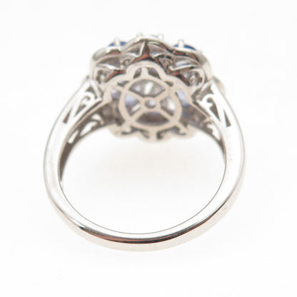 Chuck Clemency 925 Sterling Silver Real Tanzanite & White Topaz Ring Size 8.25