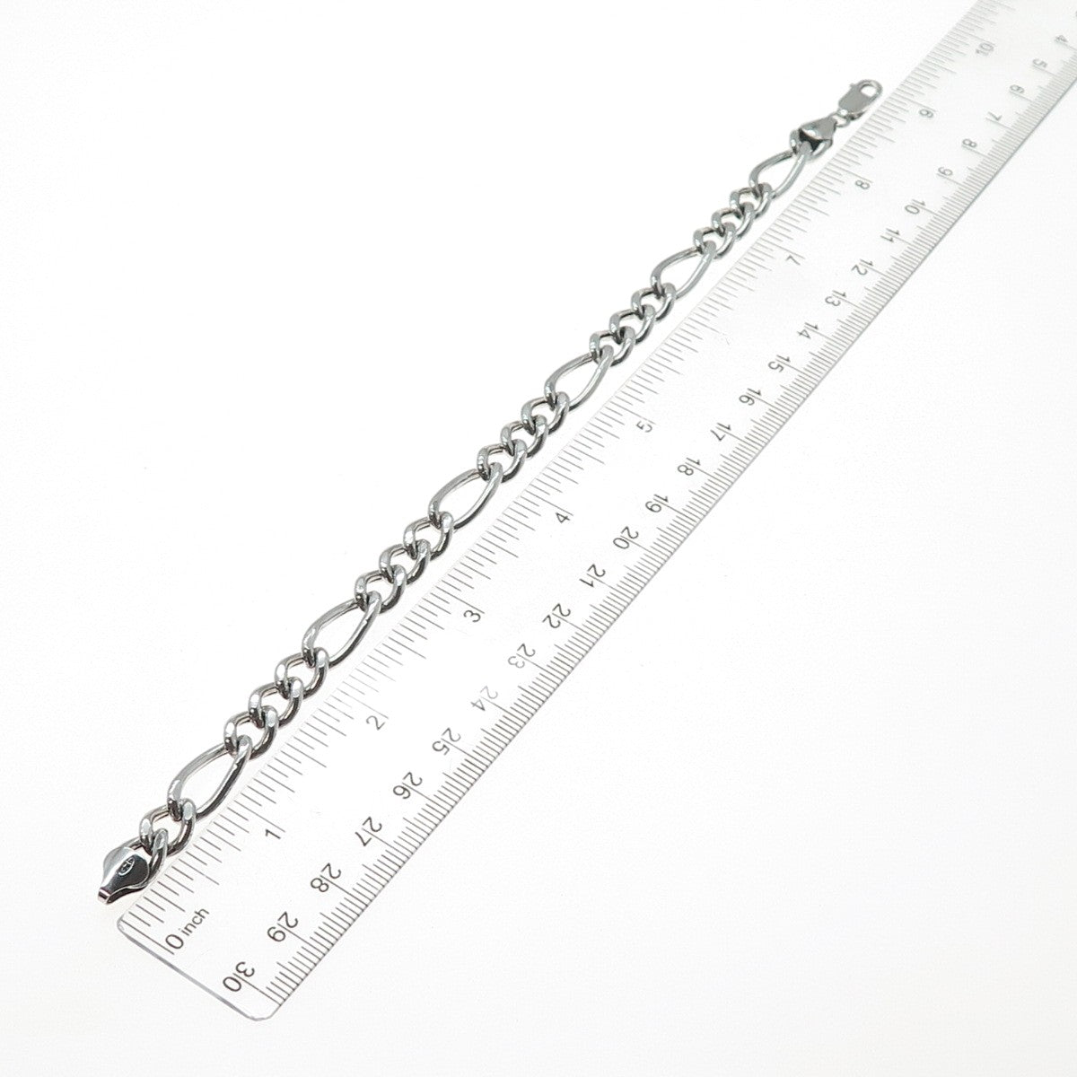 925 Sterling Silver Vintage Italy Figaro Link Bracelet 8.5"