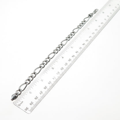 925 Sterling Silver Vintage Italy Figaro Link Bracelet 8.5"