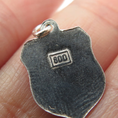 800 Silver Vintage Enamel Puerto de la Cruz Coat of Arms Minimalist Pendant