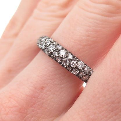 925 Sterling Silver Round-Cut C Z Half Eternity Band Ring Size 9.25
