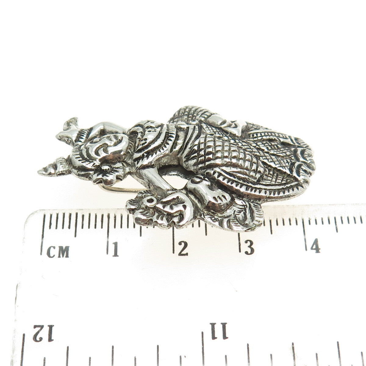 925 Sterling Silver Vintage Niello Hindu Goddess Pin Brooch