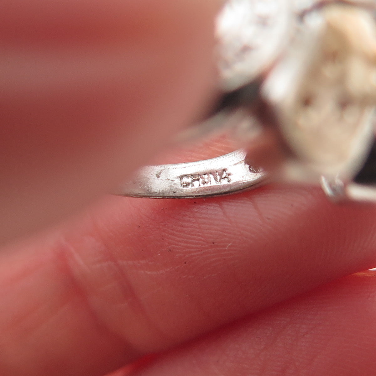 925 Sterling Silver 2-Tone Real Diamond Accent He Walks w/ Me Cross Ring Size 6