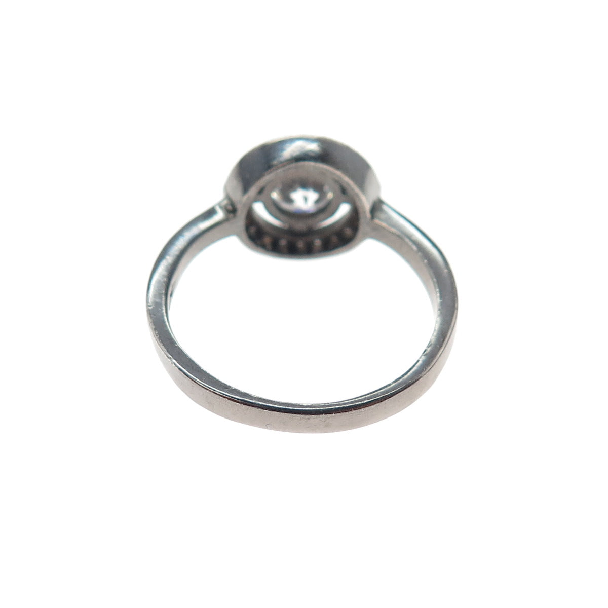 925 Sterling Silver Black Rhodium Round-Cut C Z Engagement Ring Size 7.25