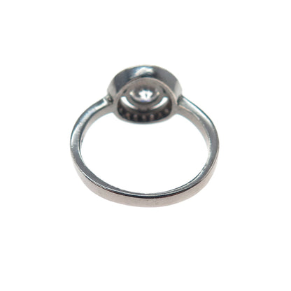 925 Sterling Silver Black Rhodium Round-Cut C Z Engagement Ring Size 7.25