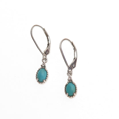 925 Sterling Silver Real Sleeping Beauty Turquoise Dangle Earrings