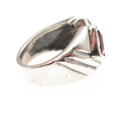 925 Sterling Silver Vintage Lab-Created Multi-Sapphire Modernist Ring Size 6.5