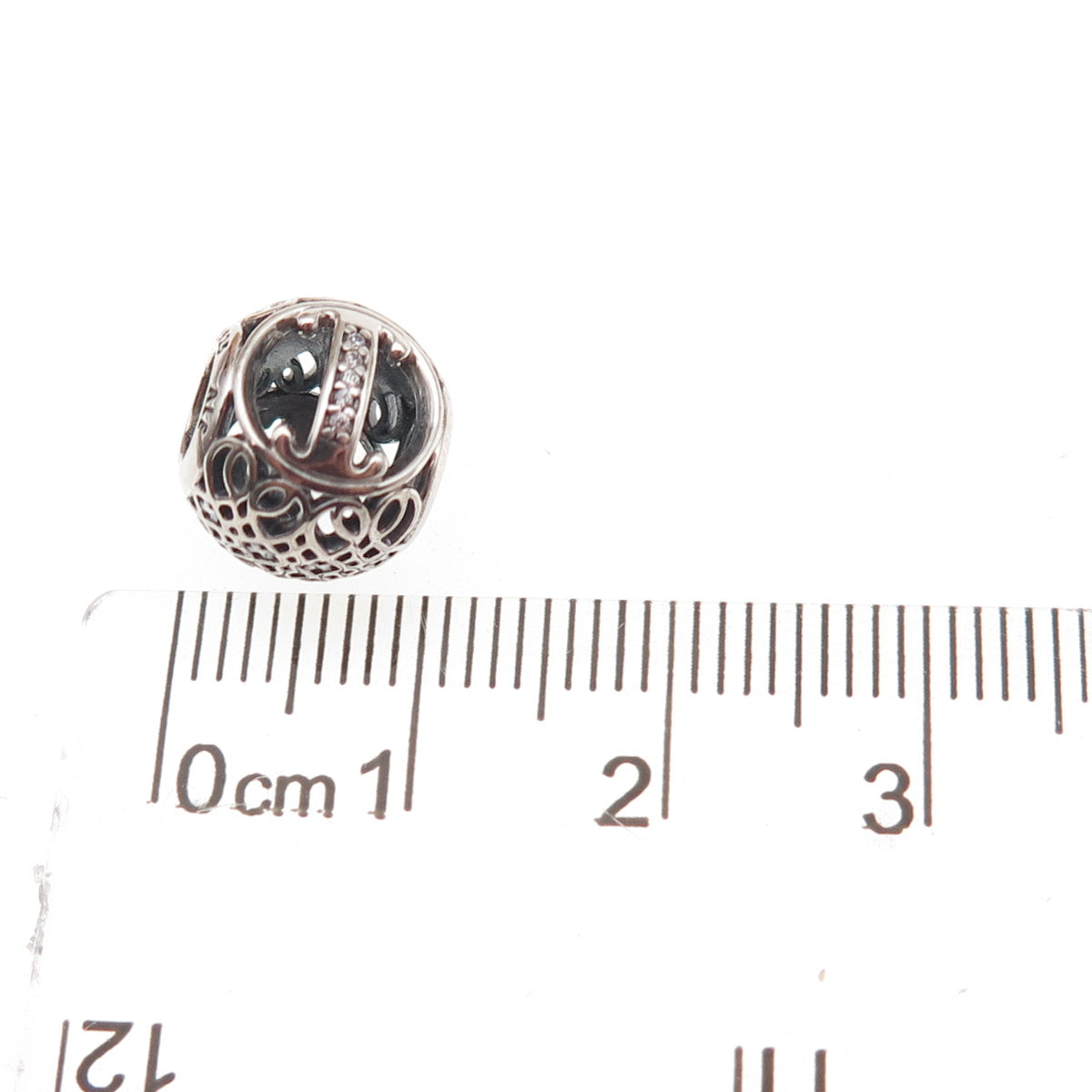 Pandora 925 Sterling Silver C Z Letter I Initial Slide Bead Charm