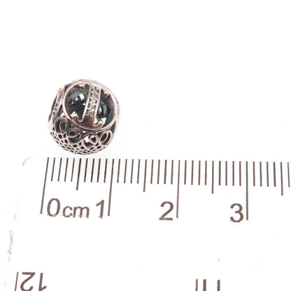 Pandora 925 Sterling Silver C Z Letter I Initial Slide Bead Charm