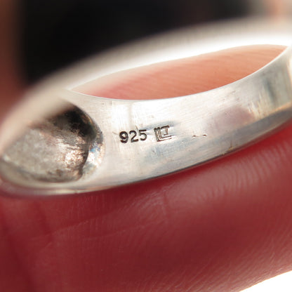 925 Sterling Silver Real Round-Cut Diamond Heart Ring Size 6