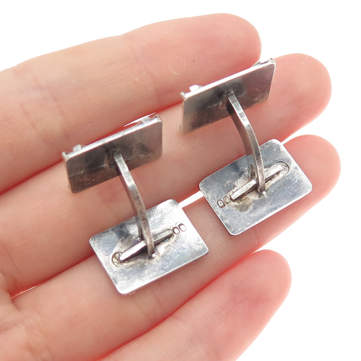 800 Silver Vintage Modernist Arrow Oxidized Cufflinks
