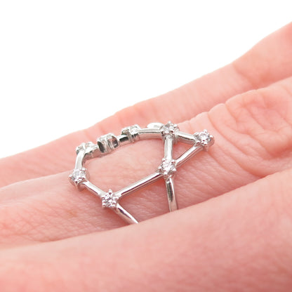 925 Sterling Silver Round-Cut C Z Libra Zodiac Sign Ring Size 5.75