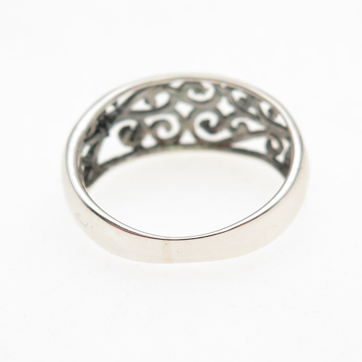 925 Sterling Silver Vintage Modernist Swirl Ring Size 6.75