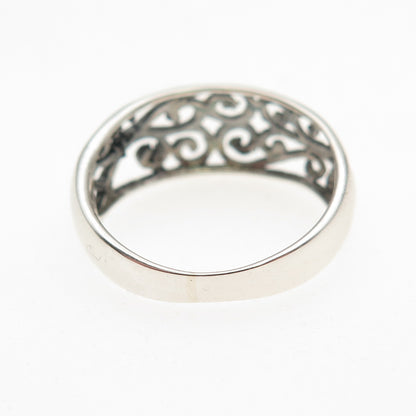 925 Sterling Silver Vintage Modernist Swirl Ring Size 6.75