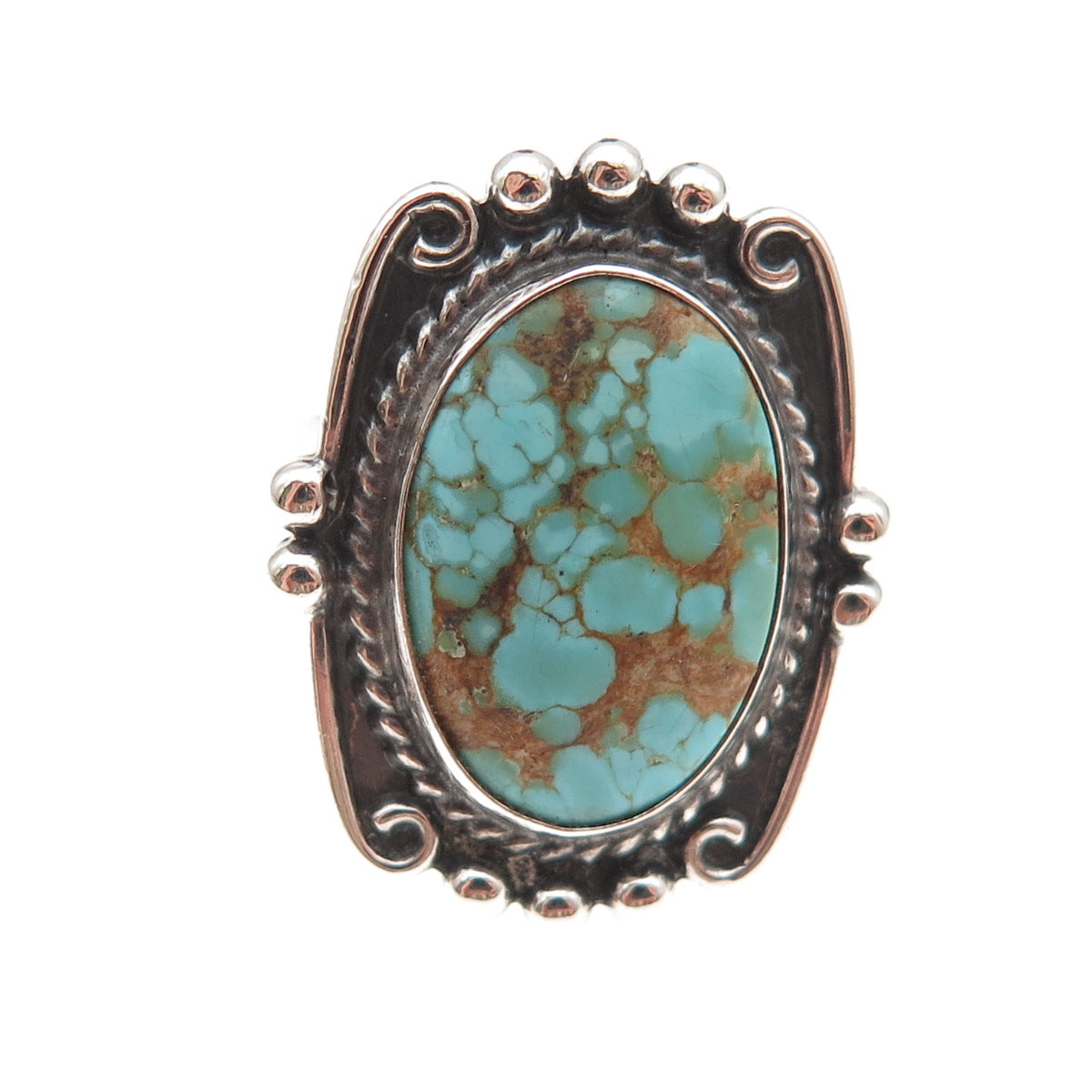 Old Pawn 925 Sterling Silver Vintage Southwestern Turquoise Tribal Ring Size 6