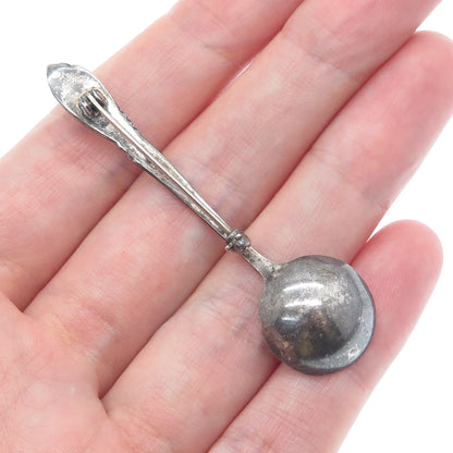 925 Sterling Silver Antique Art Deco Rhapsody Salt & Spices Spoon Pin Brooch