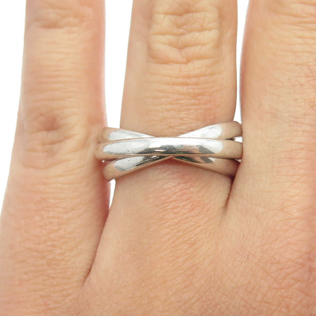 925 Sterling Silver Vintage Trinity Interlocked Band Ring Size 6.75