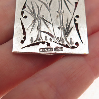 925 Sterling Silver Vintage Chinese Character Good Fortune & Longevity Pendant