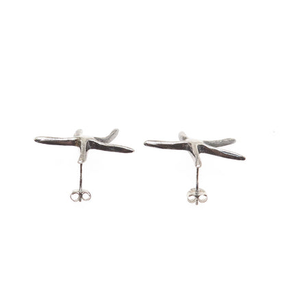 925 Sterling Silver Vintage Starfish Oxidized Earrings
