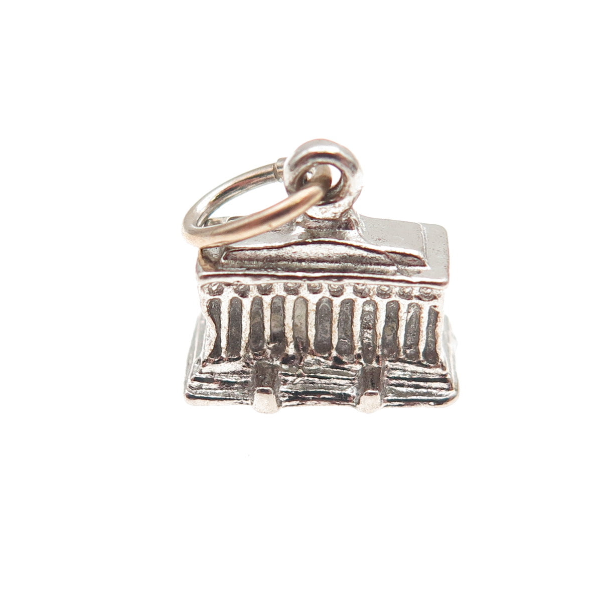 925 Sterling Silver Vintage Lincoln Memorial Oxidized 3D Mini Charm Pendant
