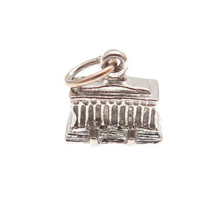 925 Sterling Silver Vintage Lincoln Memorial Oxidized 3D Mini Charm Pendant
