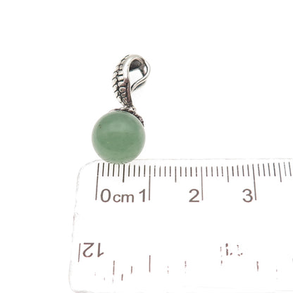 925 Sterling Silver Vintage Real Aventurine Modernist Ball Bead Charm Pendant